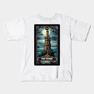 The Tower Card from The Mermaid Tarot Deck Kids T-Shirt